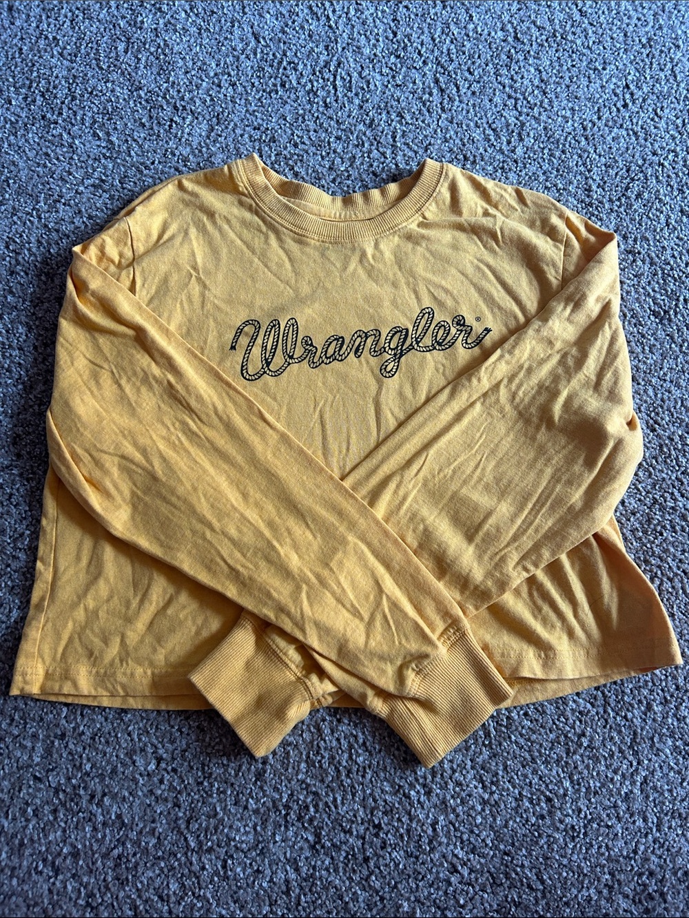 Wrangler Mustard Yellow Cropped Pullover Sweatshirt